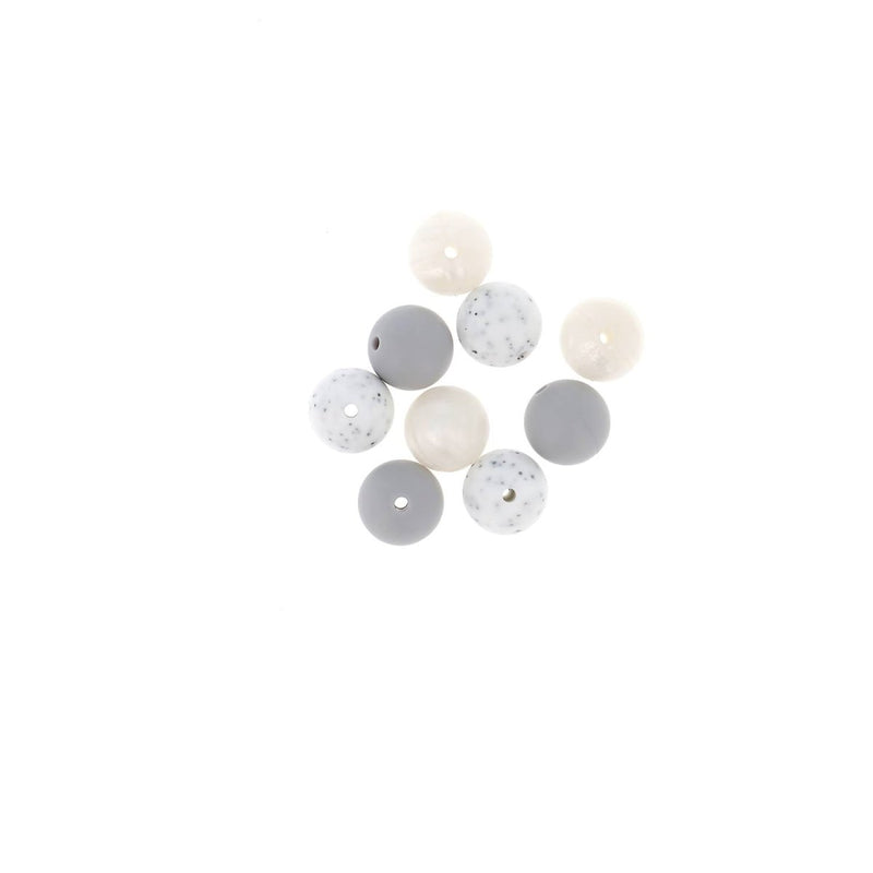 Bohin Round Silicone Beads 9/Pkg-Blue Assortment 15mm