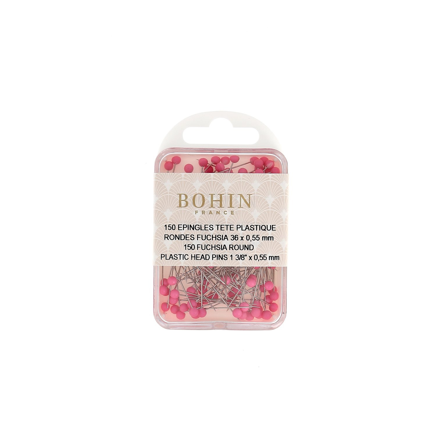 Box of pink plastic head pins