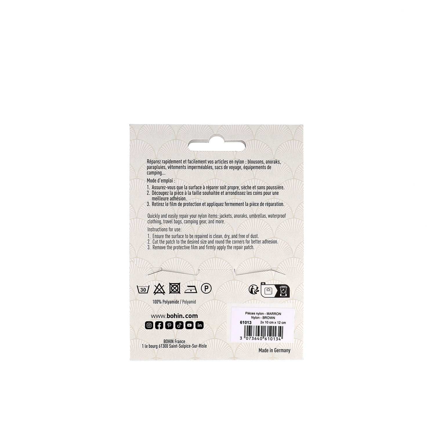 Nylons autocollants - 10 x 12 cm - 100% Polyamide - 24 couleurs - Blister x2