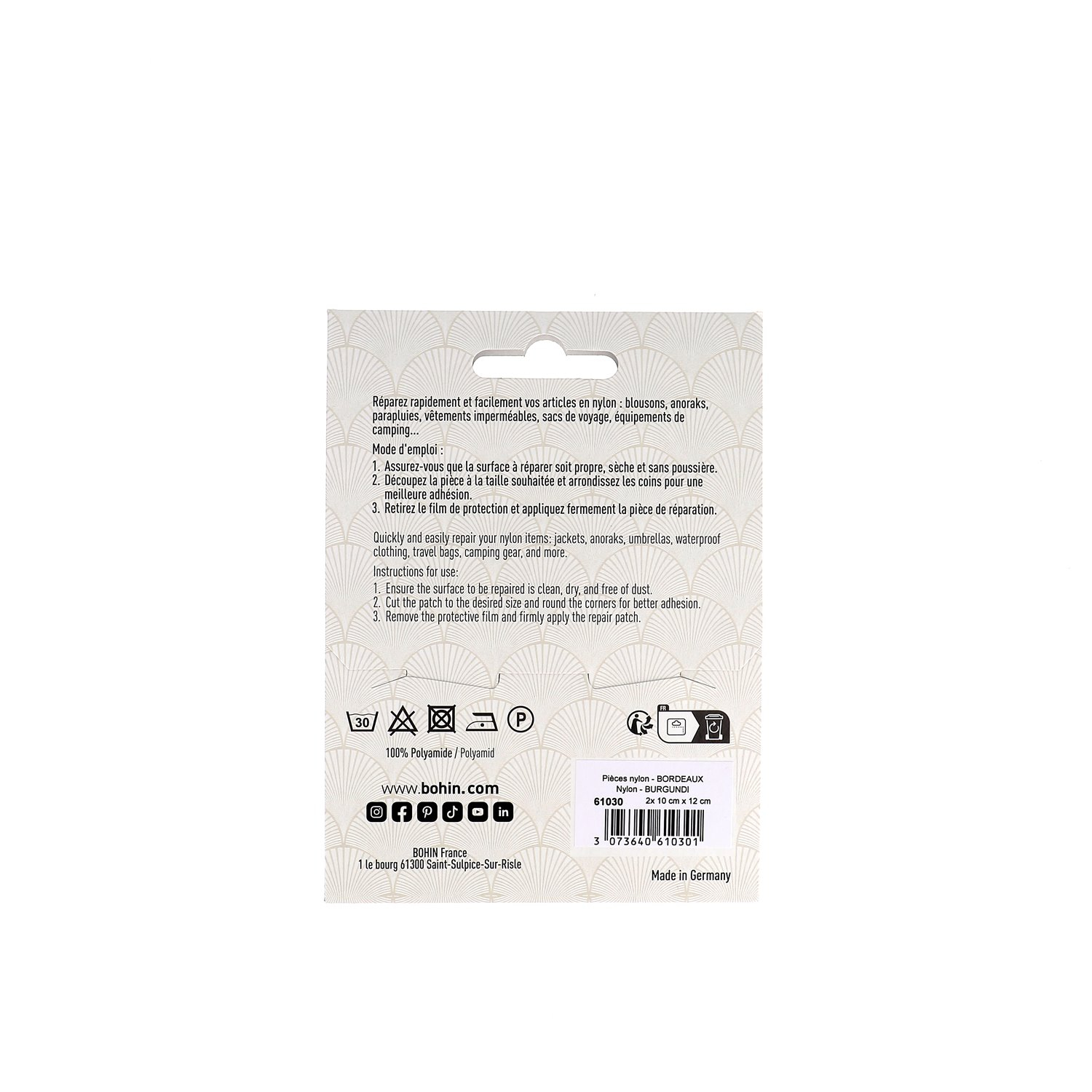 Nylons autocollants - 10 x 12 cm - 100% Polyamide - 24 couleurs - Blister x2