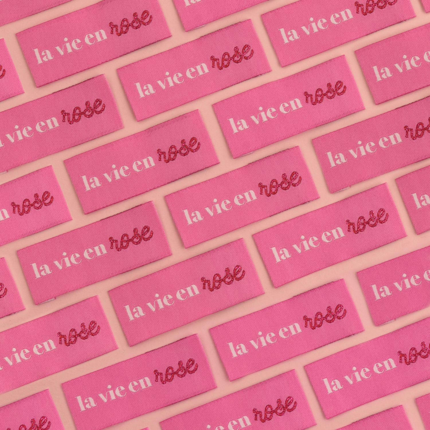 Étiquettes tissées à coudre "La vie en rose"