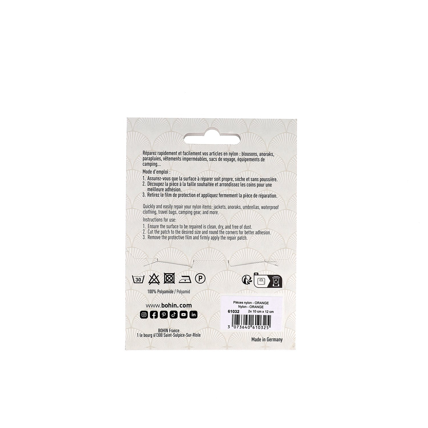 Nylons autocollants - 10 x 12 cm - 100% Polyamide - 24 couleurs - Blister x2