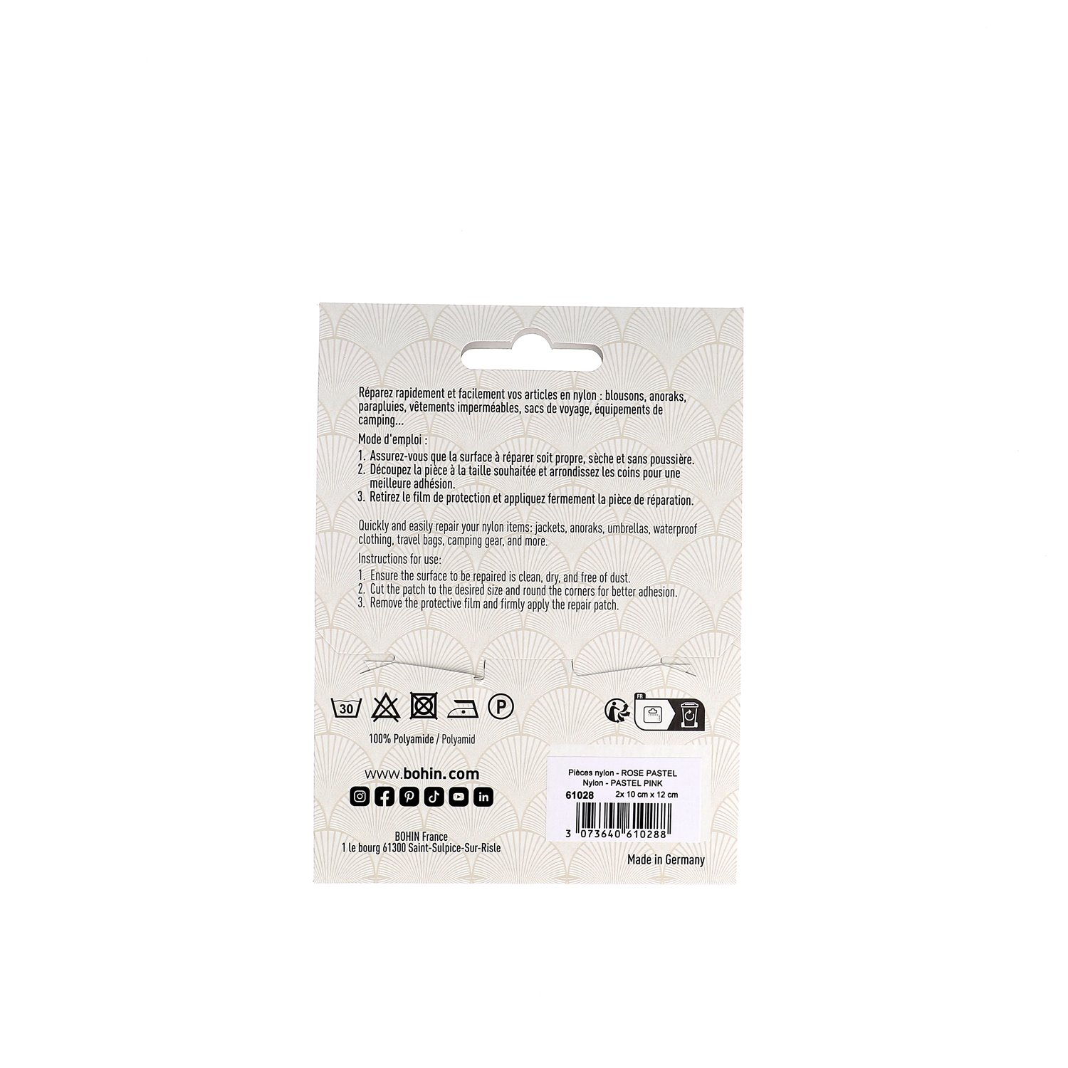 Nylons autocollants - 10 x 12 cm - 100% Polyamide - 24 couleurs - Blister x2