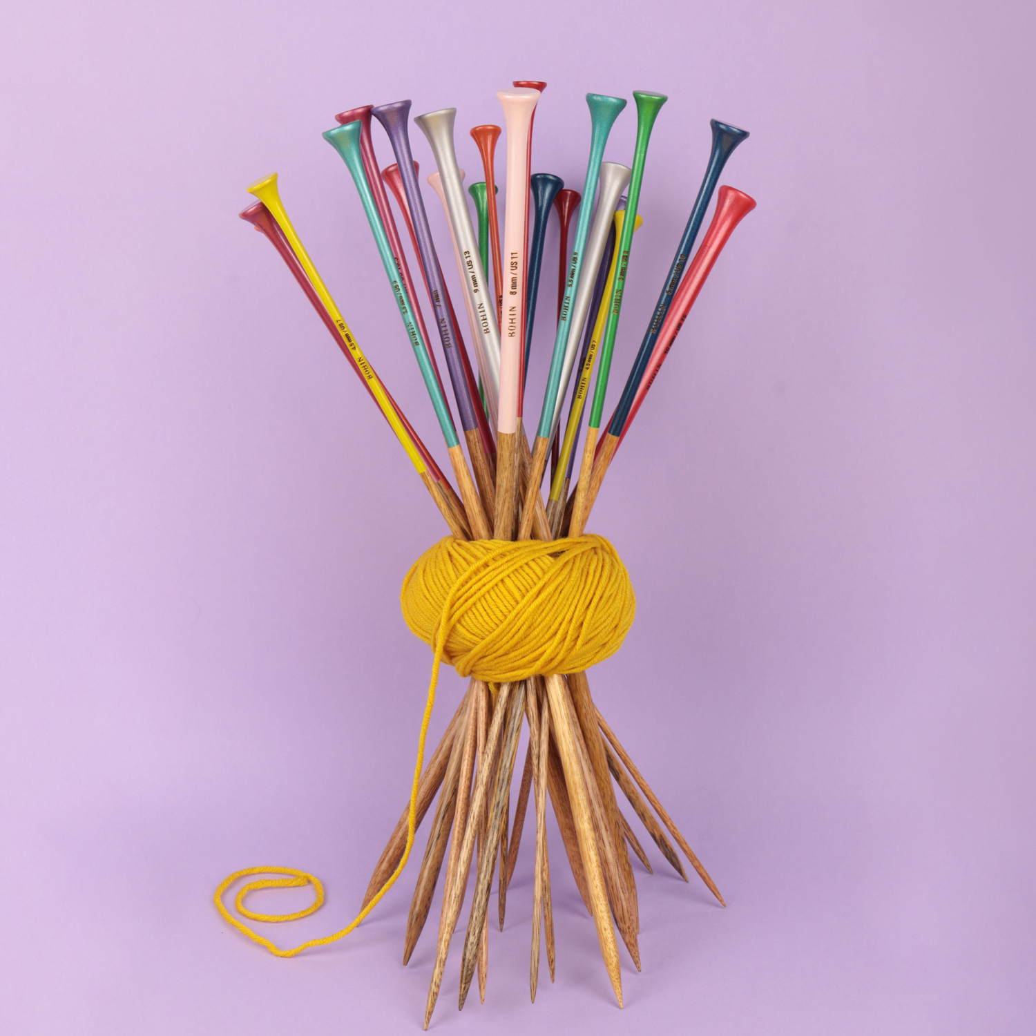 Aiguilles à tricoter - Bois de manguier - 40 cm.