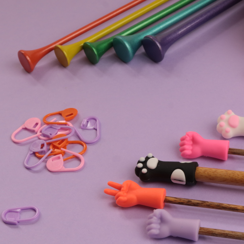 Protège-pointes pour aiguilles à tricoter - Modèle mains - N°3 à 7 - Assortiment de couleurs