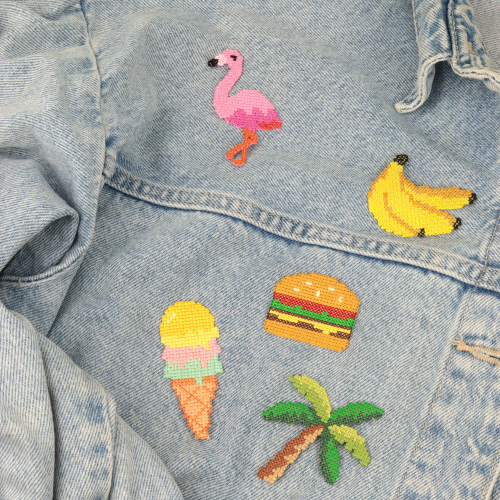 Patchs thermocollants – Effet point de croix pixelisé